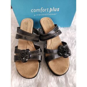 Comfort Plus By Predictions Womens Size 9.5 black Heel Sandals with box